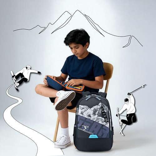 Image of Gear New Alpine 19 inch /36L Large Water Resistant School Bag | Casual Backpack | Daypack | Travel Backpack | Kids Bag for Boys /Girls (Blue - Black)