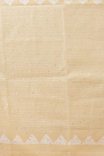 Image of Handloom Muslin Tissue Jamdani Cotton Silk Saree with Sequins Blouse
