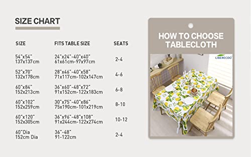 Liberecoo Vinyl Tablecloth Flannel Backed Stain-Resistant Pvc Table Cloth Waterproof Oil-Proof Wipeable Indoor/Outdoor Picnic, Bbq And Dining Table Cover (60 X 84 Inch, Lemon) #TOP1