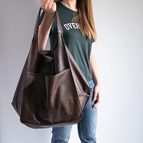 Bolso Hobo Grande de Cuero para Mujer miniatura 3