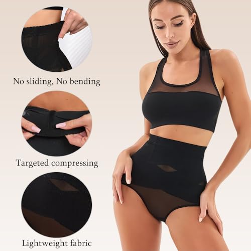 Image of 2 PCS Thong Shapewear with Tummy Control for Women, High Waisted Body Shaper Underwear Seamless Shapewear Black