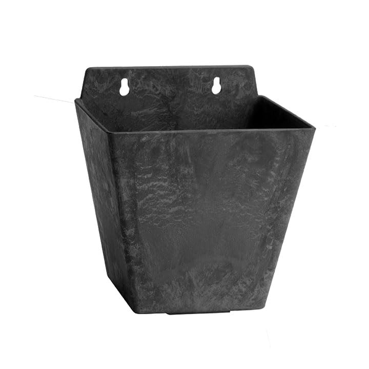 Root & Vessel Self Watering Wall Planters for Indoor or Outdoor Plants, Unique Marbled Wall Pot, Made of Eco-Friendly Blend of Stone and Plastic, Black, 5.5