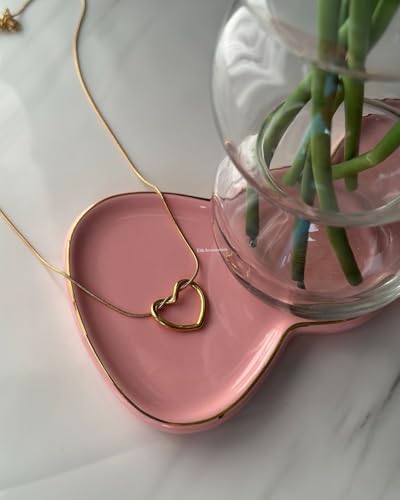 Image of 18K Gold Plated Heart Pendant Chain Necklace for Women & Girls | Anti Tarnish Stainless Steel Minimal Love Locket Stylish Everyday Wear Jewellery Valentine, Anniversary Birthday G