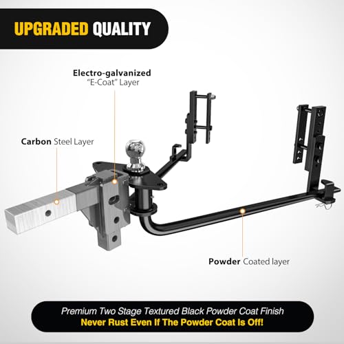 Image of Nilight 800 lbs Round Bar Weight Distributing Hitches Kit with Sway Control, 2-in Solid Steel Shank, 2-5 /16 in Alloy Steel Ball