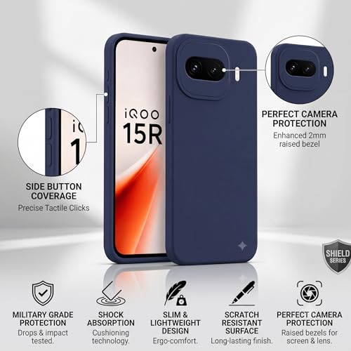 Image of FIRST MART Matte Silicone Back Cover for iQOO 15R - Blue