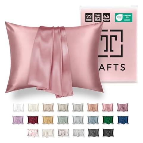 Tafts Silk Pillow Cases - 22mm 100% Pure Mulberry 6A Silk Pillowcase for Hair & Skin with Zipper Closure, Cooling, Natural, Organic, Double Sided Silk Pillow Case (Misty Rose Pink, Queen 20x30 1pc) Cover