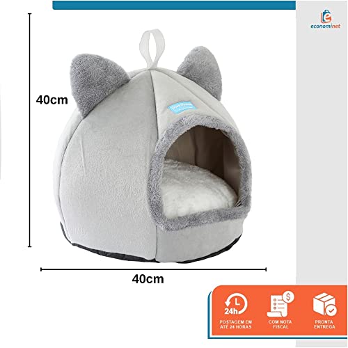Cama Casa Toca Iglu Tenda Caminha Cabana para Gatos Pets - Duke & Dixie (Cinza)