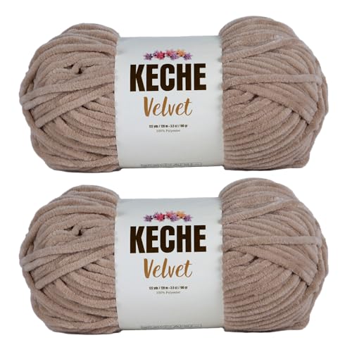 Keche Velvet Yarn for Crocheting, Soft Chenille Bulky Baby Blanket