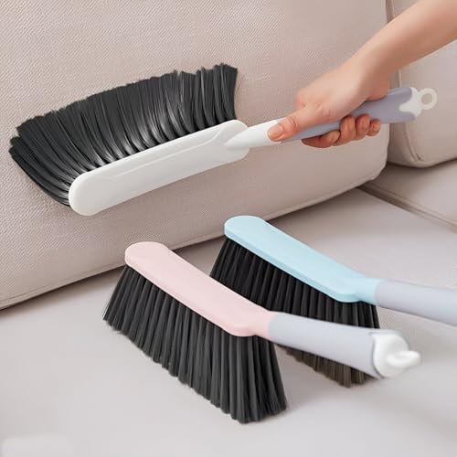 Image of Dust Removal Brush with Long Handle - Microfiber Bristles, Semi-Hard Duster for Carpet, Keyboard, Furniture, Sofa, Bed, Car, Hotel & Home - All-Purpose Cleaning Brush for Household Use (White)
