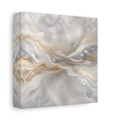 Toile canvas vagues abstraites gris or 15x15 cm au fini artistique luxueux