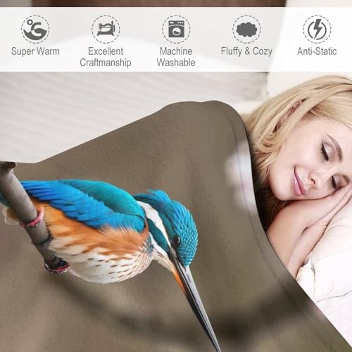 Couverture polaire oiseau pêcheur chaud et moelleux pour lit