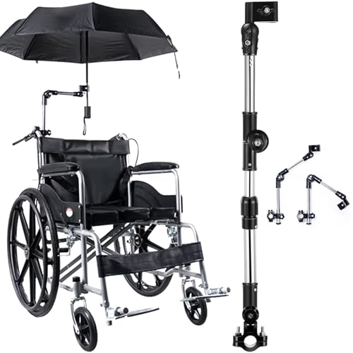 Paraguas De Silla De Ruedas Con Abrazadera De Paraguas Plegable Ajustable Retráctil De 180 , Soporte De Soporte De Acero Inoxidable Con Base Sin Deslizamiento, Para Cochecito, Sillas De Rued