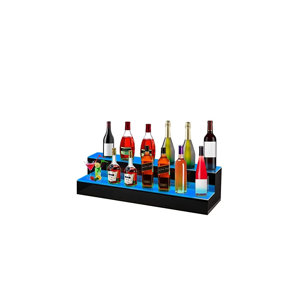 VEVOR LED Lighted Liquor Bottle Display Shelf, 40inch LED Bar Shelves