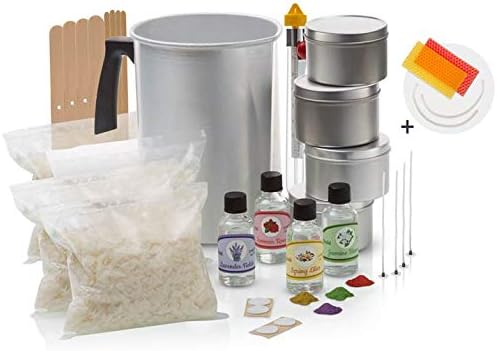 Momila Soy Wax Candle Making Kit –Complete DIY Kit w/All Candle Making Supplies, Included 2 Beeswax Candles. Includes 2 LB All-Natural Soy Wax, Melting Pot, Candle Tins, Dye Blocks, Fragrances & More.