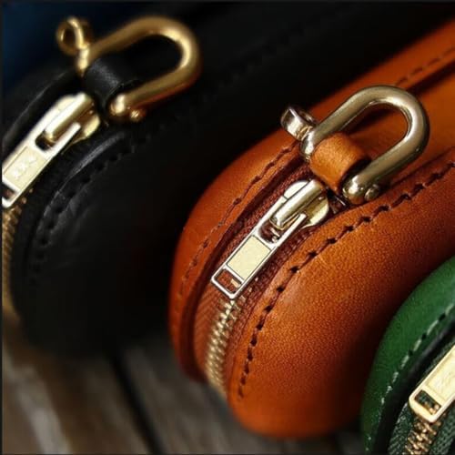 Image of Handmade Cowhide Eyeglass Case Semi-Hard Shell, With Hooks And Lanyard | Portable, Men And Women, Nearsighted & Reading Glasses Protection,