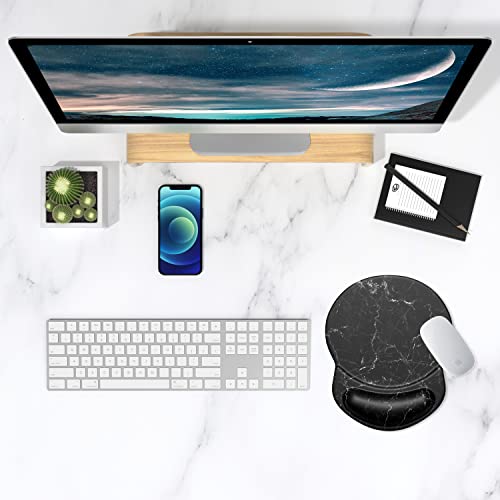 Itnrsiiet Mouse Pad, Ergonomic Mouse Pad With Gel Wrist Rest Support, Gaming Mouse Pad With Lycra Cloth, Non-Slip Pu Base For Computer, Laptop, Home, Office & Travel, Black Marbling #TOP6