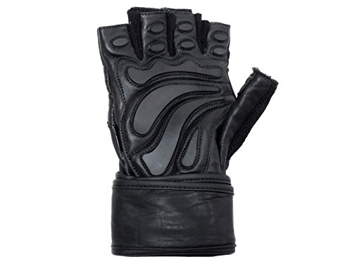 Contraband Black Label 5990 Premium Leather Wrist-Lock Gloves w/Rubber Xtreme Traction Pads (Black/Black, XX-Large) - Thumbnail 4