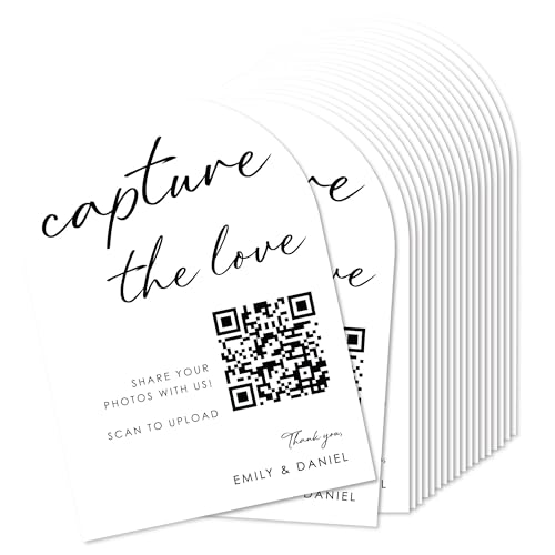 Big Dot of Happiness Personalized Wedding Photo QR Code Upload Sign, Double-Sided 5 x 7-inch Cards,...