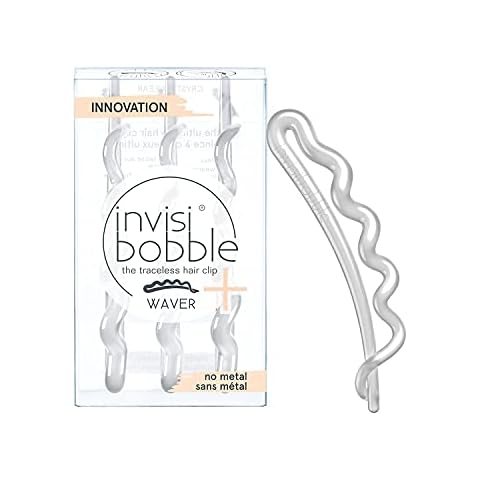 Invisibobble Waver Plus Transparent Hair Clip Crystal Clear x 3 - Hair Clips for Women and Girls - Large Transparent Hair Clips with Strong Hold Cover