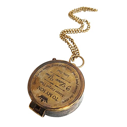 Brújula Decorativa de Latón con Cadena 2 pulgadas miniatura 5