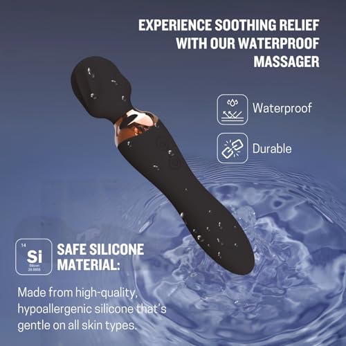 Image of Brago Body Massager | Dual Head Massager Machine for Pain Relief, Stress Relaxation | Rechargeable Handheld Massager with Medical Grade Silicone (Black)