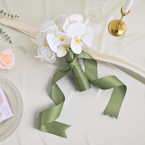 Image of Double Face Spring Moss Satin Ribbon 2 inch X 25 Yards Polyester Spring Moss Ribbon for Gift Wrapping Very Suitable for Weddings Party Hair Bow Invitation Decorations and More