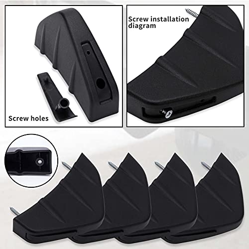 KEEPDSGN 4pcs Rear Bumper Lip Rear Diffuser Defuzer Universal Car Shark Fins Curved Spoiler Lip Wing Splitter - Matt Black