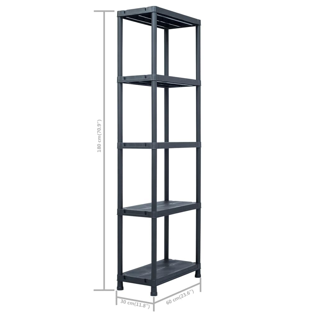 Générique Étagères de Rangement 5 pcs Noir 125 kg 60x30x180 cm Plastique,Entreprise & Industrie,Stockage Industriel,Étagères industrielles,Noir,23.75 KG,276258