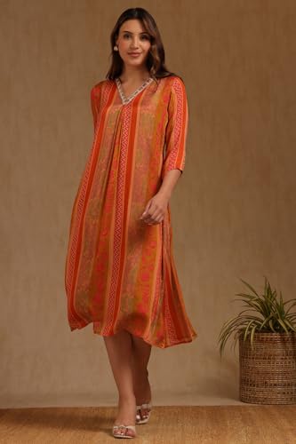 Robe longue Chinon en tissu fluide orange Soch taille L - 3
