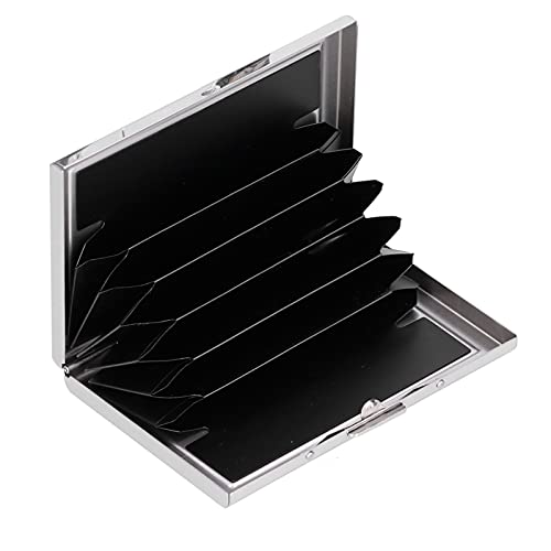 Jwthee Credit Card Holder,6 Card Slots Antimagnetic Stainless Steel Credit Card Wallet Business Card Holder for Women Men Blocking Minimalist Metal Pop Up Wallet (Black)