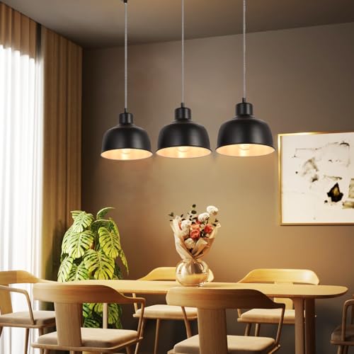 Suspension vintage noire avec douille E27 pour éclairage ciblé de table