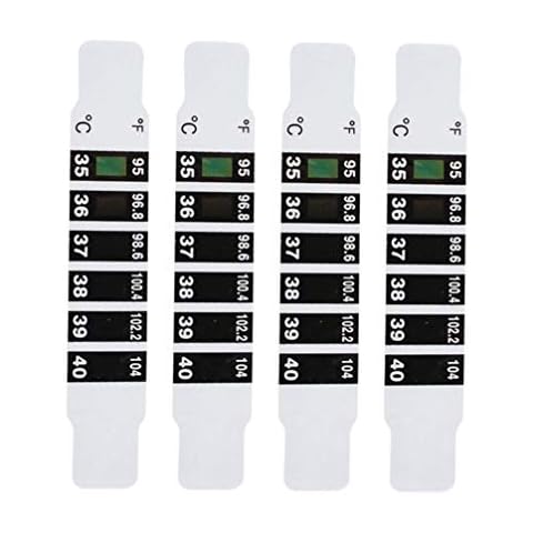 STOBOK 20pcs Thermometer Streifen Fieberthermometer Stirn Kinder Baby Erwachsene Kopf Thermometerstreifen Farbwechsel Temperaturmessung Tragbar Aufkleber Cover