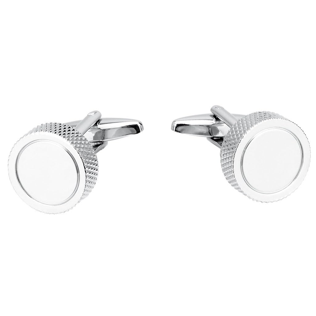 Gemelos Redondos para Camisa Francesa de Boda para Hombre, Estilo Boutique, con diseño de Clavos moleteados (Gris, como se Muestra)