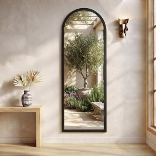 Image of Creative Arts n Frames 45X150 CM Full Length Dressing Chevel Long Strong Framed HD Mirror for Bedroom Living Room Home Office (Classic Black 18x60 inch Full Length Framed Arch HD Mirror)