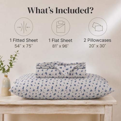 Parure de lit drap-housse poches profondes - Ensemble de draps microfibre bleu rose lit double - 4