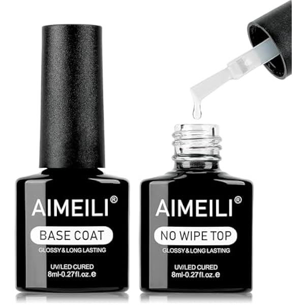 AIMEILI Podkład i Lakier UV do paznokci, Coat Extra Szeroka Trwałość 2 x 8 ml