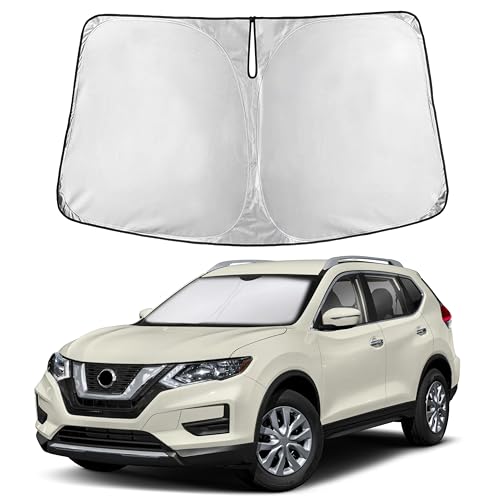 Image of Autovir Windshield Sun Shade Fit for 2014-2018 2019 2020 Nissan Rogue Sunshade, Front Car Window Shades Sun Visor, Blocks UV Rays & Heat, Car Accessories