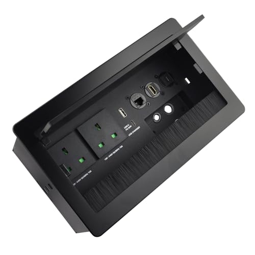 recessed Outlet Desk Conference Table connectivity Box Outlet recessed Power Strip USB-c 65W Outlet Plug with USB Ports countertop Outlet Socket Conference Table Power hub (Black)