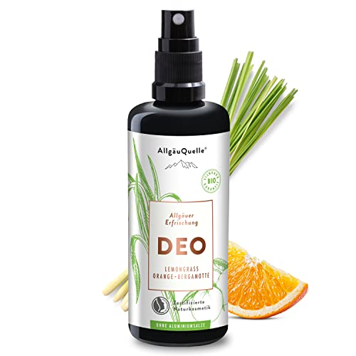 AllgäuQuelle® Deo Allgäuer Erfrischung | Naturkosmetik für Herren und Damen | ohne Aluminium | vegan | ätherische Öle von Lemongrass, Orange u. Bergamotte