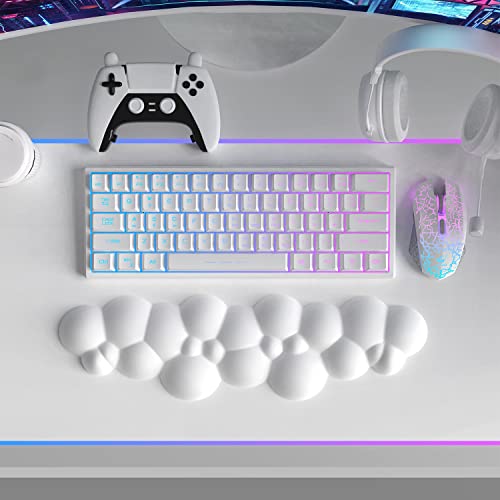 Attack Shark witte wolkvormige, zachte, comfortabele toetsenbord polssteun, antislip ergonomische polsondersteuning voor het toetsenbord, bureau hand en pols voor het TKL mechanisch toetsenbord / - Afbeelding 7