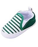 Minetom Baby Kleinkind Striped Sneakers Weiche Sohle Anti-Rutsch Outdoor Prewalker Schuhe Grün 13 cm