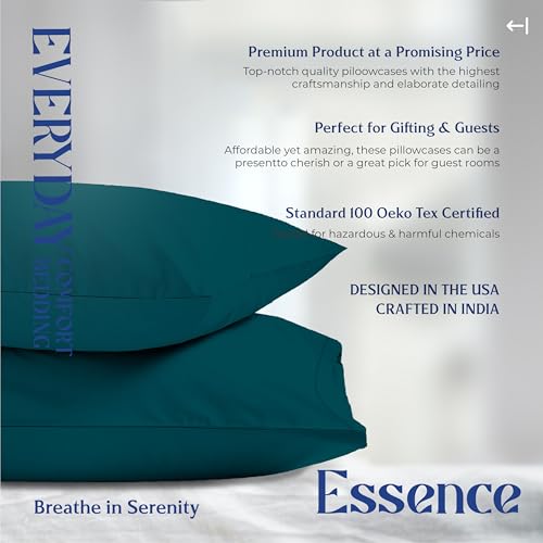 Image of Mayfair Linen Organic Cotton King Pillow Cases Set of 2 (21 inch x 40 inch), Teal