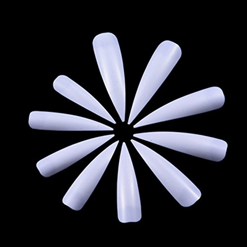 JUMP Salon Hot Long Sharp Acrylic False Nail Art Tips - 500/1000/1500Pcs Natural White Clear (White)