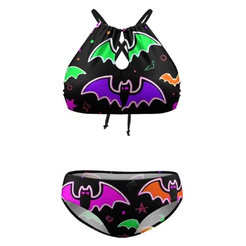 Women Bikini Sets Two Pieces High Neck Cutout Swimsuit High Waisted Plus Size Bathing Suit4