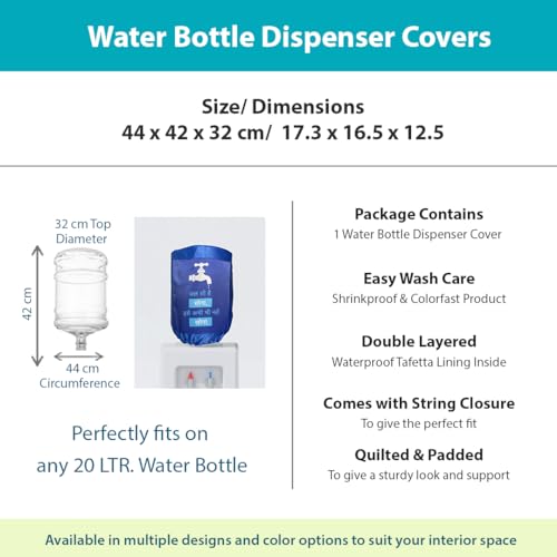 Image of Swayam 20 Litre Bottle Cover for Home & Office | Bottle Protector | Lace Closure at Bottom | Machine Washable | Environment Friendly | Digitally Printed | 42cm x 42cm x 30cm