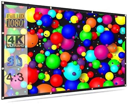 Image of 100 inch Projector Screen,4K 4:3 Portable Eyelet Premium Video Foldable Projection for HD Home Theater Cinema Anti-Crease Indoor Outdoor Office Classroom (203 cm (W) x 152 cm (H))