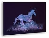 Gratis perchero & tornillos Unicornio galoppiert en Las Nubes como Lienzo, diseño Enmarcado en Marco de Madera, impresión Digital Marco, no es un póster o Cartel, 80x60