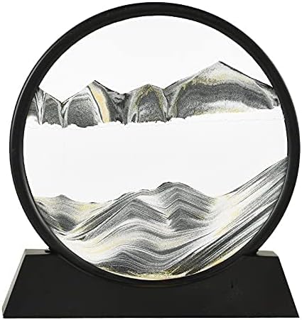 GUPICAY Moving Sand Art Decor - Round Moving Sand Art Frame, Sand Art Liquid Motion, Stress Relief, Suitable for Living Room, Office, Home, Art Gallery