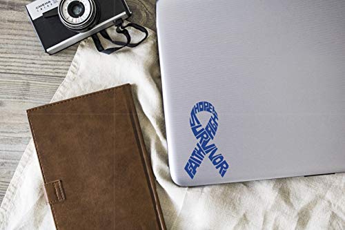 Survivor Colorectal Cancer Ribbon Decal |Blue | Made In Usa By Foxtail Decals | For Car Windows, Tablets, Laptops, Water Bottles, Etc. | 2.6 X 4.5 Inch #TOP2