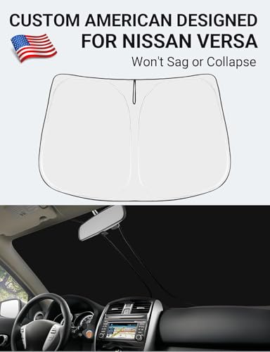 Image of Proadsy 2026 Upgrade Front Windshield Sun Shade Foldable Sunshade Protector Custom Fit 2015-2019 Nissan Versa Sedan Accessories